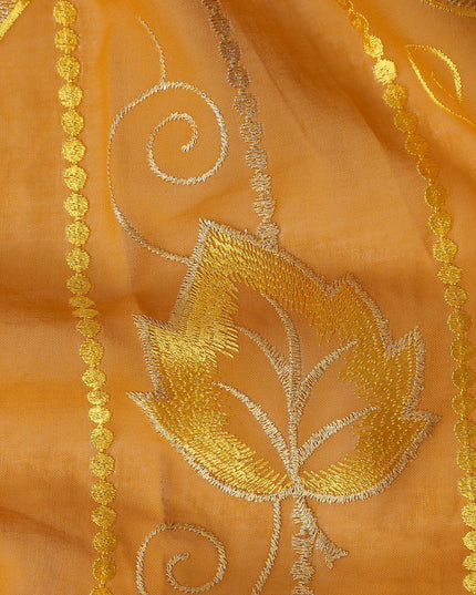 Orange Leaf Embroidery Cotton Voile Thobe 4.5m