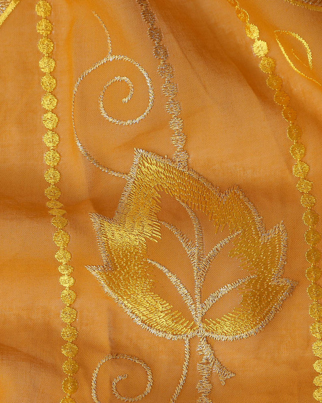 Orange Leaf Embroidery Cotton Voile Thobe 4.5m