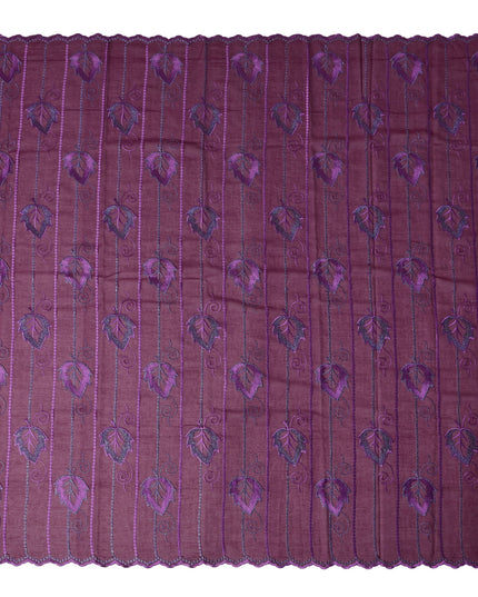 Purple Leaf Embroidery Cotton Voile Thobe 4.5m