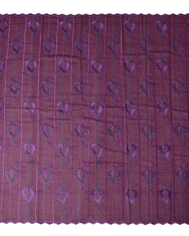 Purple Leaf Embroidery Cotton Voile Thobe 4.5m