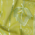 Yellow Leaf Embroidery Cotton Voile Thobe 4.5m