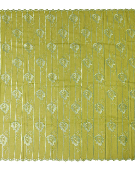 Yellow Leaf Embroidery Cotton Voile Thobe 4.5m