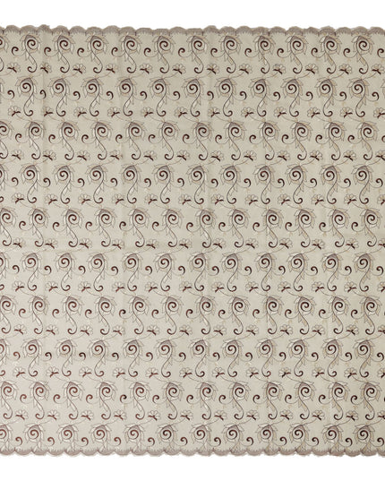 Beige Floral Embroidery Cotton Voile Thobe 4.5m