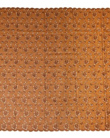Brown Floral Embroidery Cotton Voile Thobe 4.5m