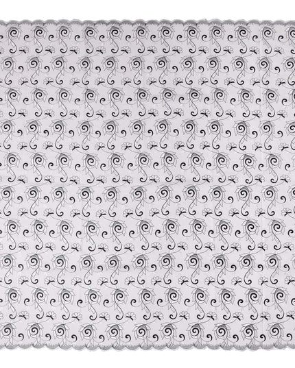 White Floral Embroidery Cotton Voile Thobe 4.5m