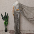 Pewter Grey French Chantilly Lace Saree Piece