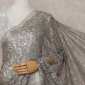 Pewter Grey French Chantilly Lace Saree Piece