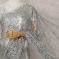 Silver Grey French Chantilly Lace Saree 5.5m