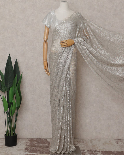 Pearl White French Chantilly Lace Saree 110cm
