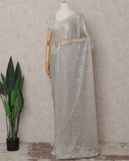 Pearl White French Chantilly Lace Saree 110cm
