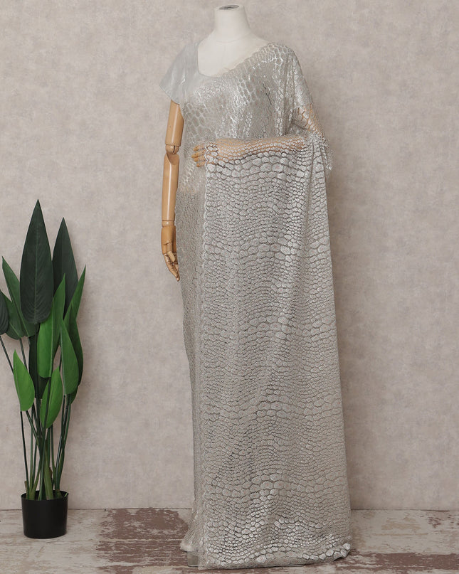 Pearl White French Chantilly Lace Saree 110cm