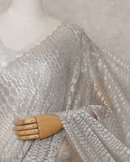 Pearl White French Chantilly Lace Saree 110cm