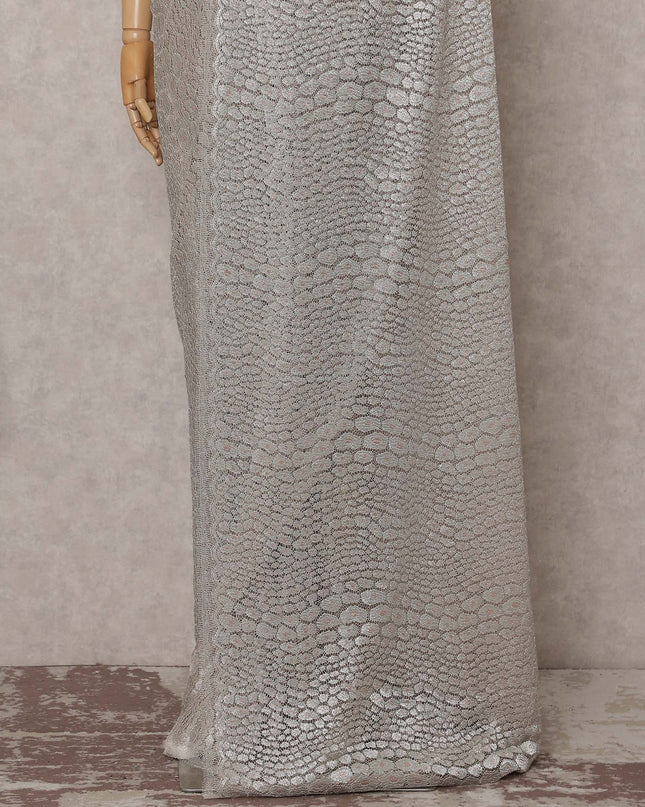 Pearl White French Chantilly Lace Saree 110cm