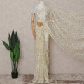 Beige French Chantilly Lace Saree | Regal