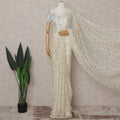 Antique Ivory French Chantilly Lace Saree Piece