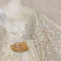 Antique Ivory French Chantilly Lace Saree Piece