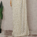 Antique Ivory French Chantilly Lace Saree Piece