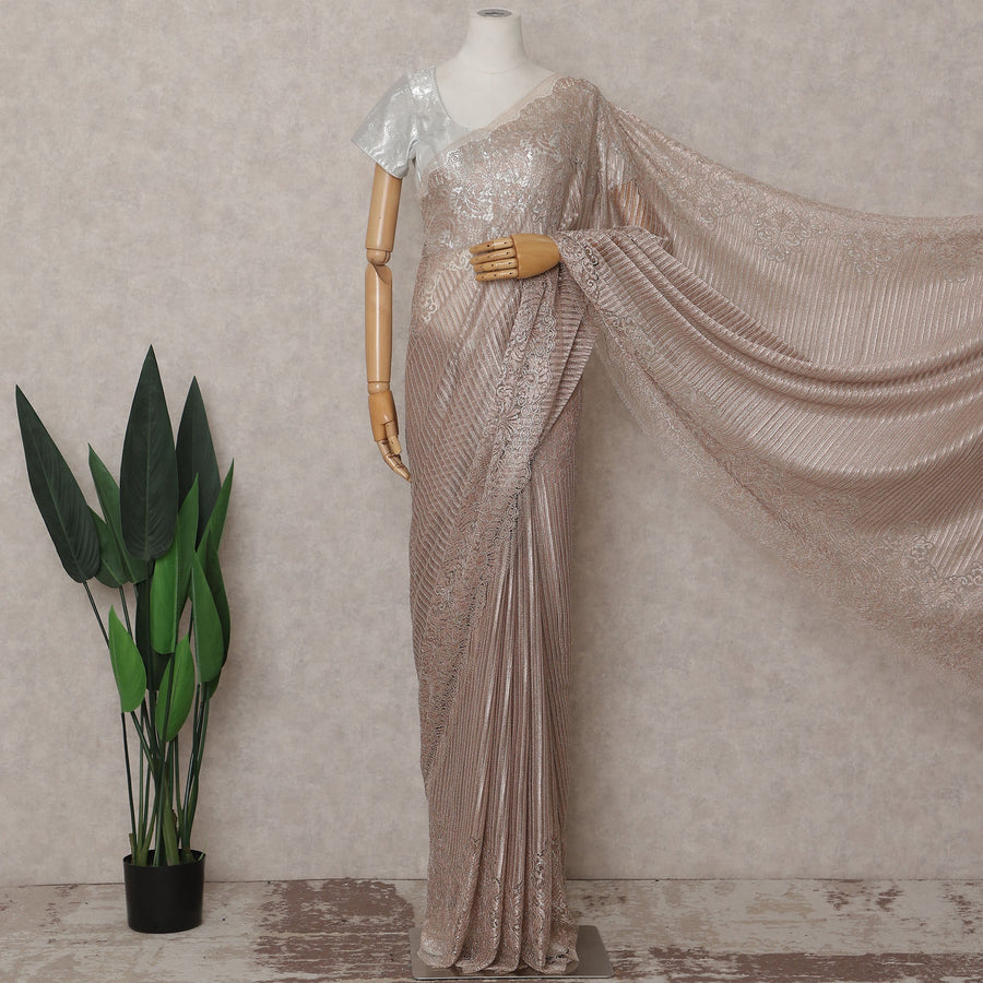 Champagne Gold French Chantilly Lace Saree 110cm