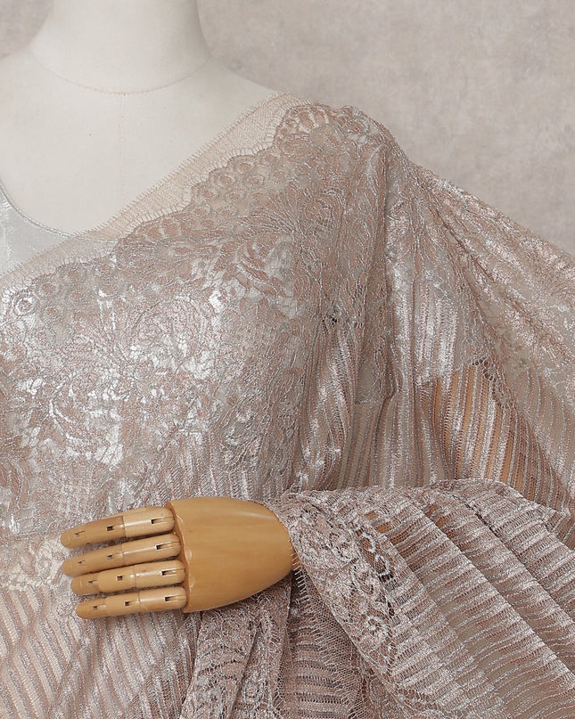 Champagne Gold French Chantilly Lace Saree 110cm