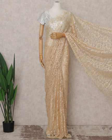 Pale Apricot French Chantilly Lace Saree 5.5m