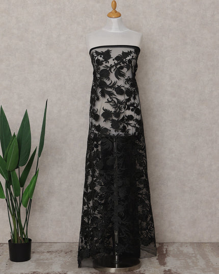 Black Floral Tulle Fabric 140cm Korea