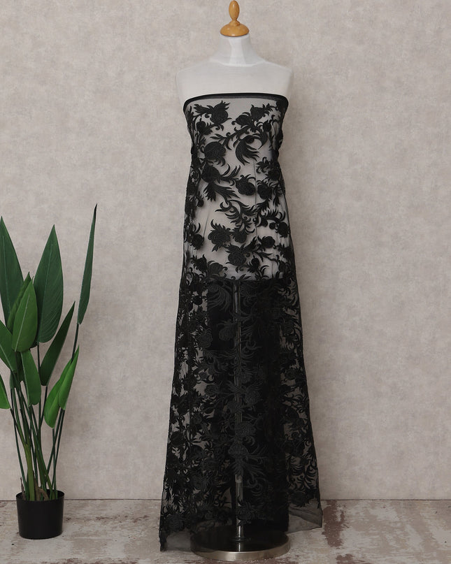 Black Floral Tulle Fabric 140cm Korea