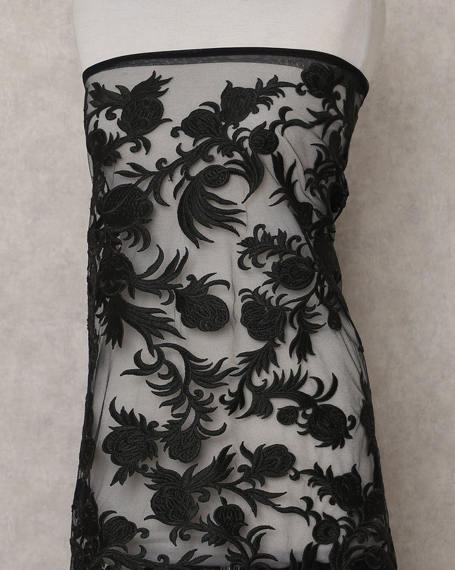 Black Floral Tulle Fabric 140cm Korea