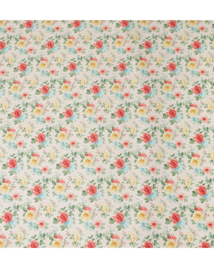 Buy White Bouquet Design Cotton Lawn 110cm