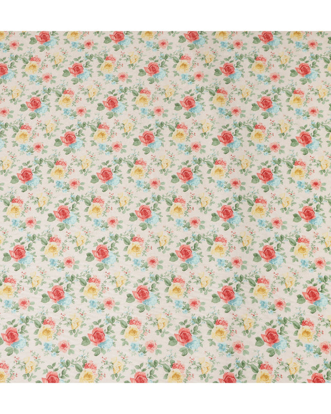 Buy White Bouquet Design Cotton Lawn 110cm