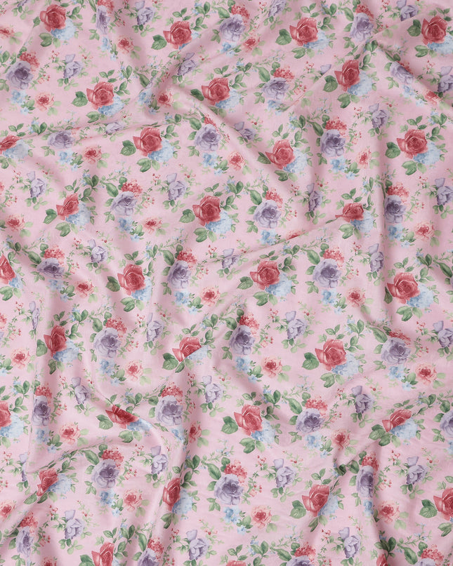 Buy Pink Bouquet Design Cotton Lawn 110cm