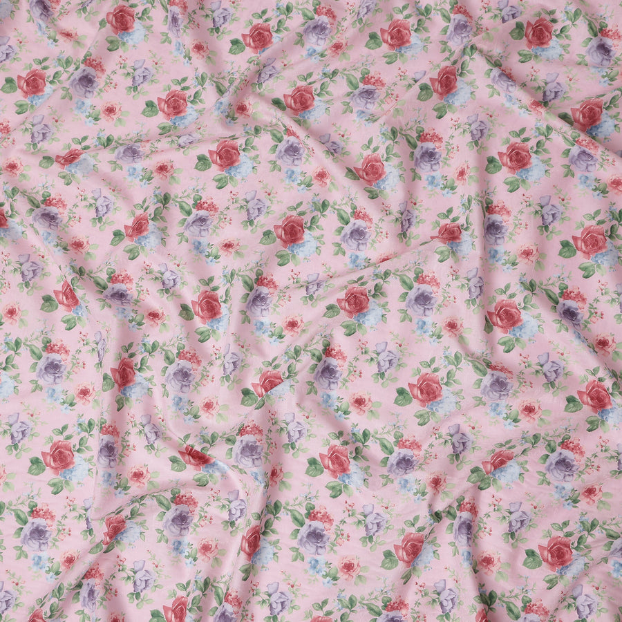 Buy Pink Bouquet Design Cotton Lawn 110cm