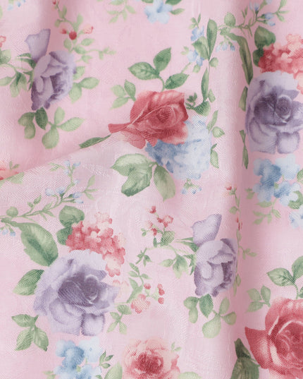 Buy Pink Bouquet Design Cotton Lawn 110cm