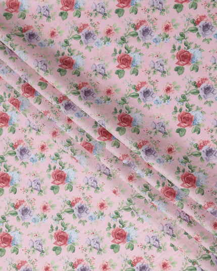 Buy Pink Bouquet Design Cotton Lawn 110cm