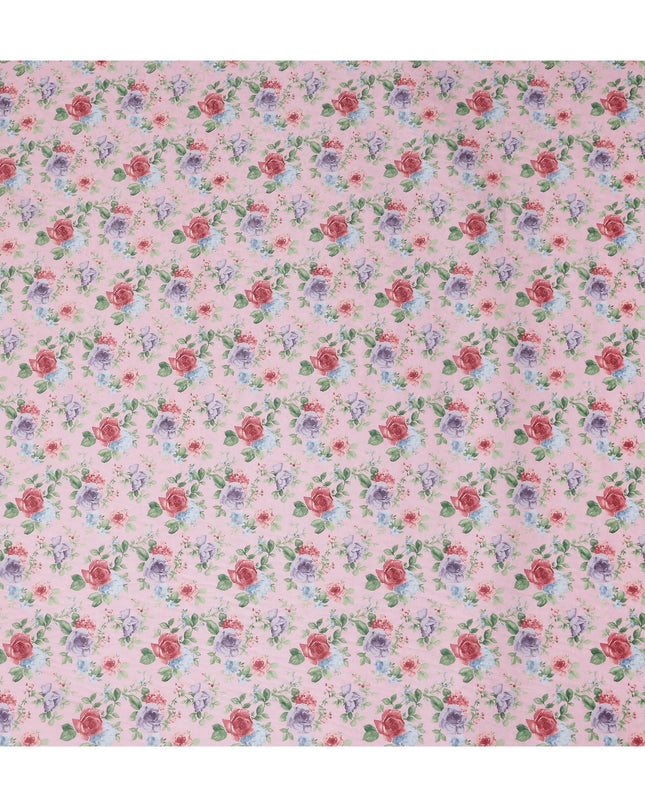 Buy Pink Bouquet Design Cotton Lawn 110cm