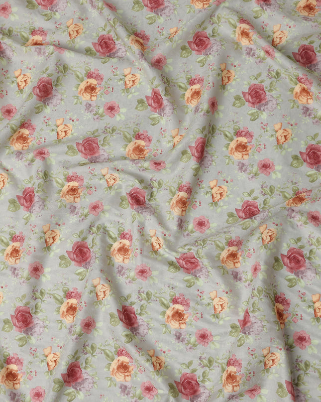 Buy White Bouquet Design Cotton Lawn 110cm