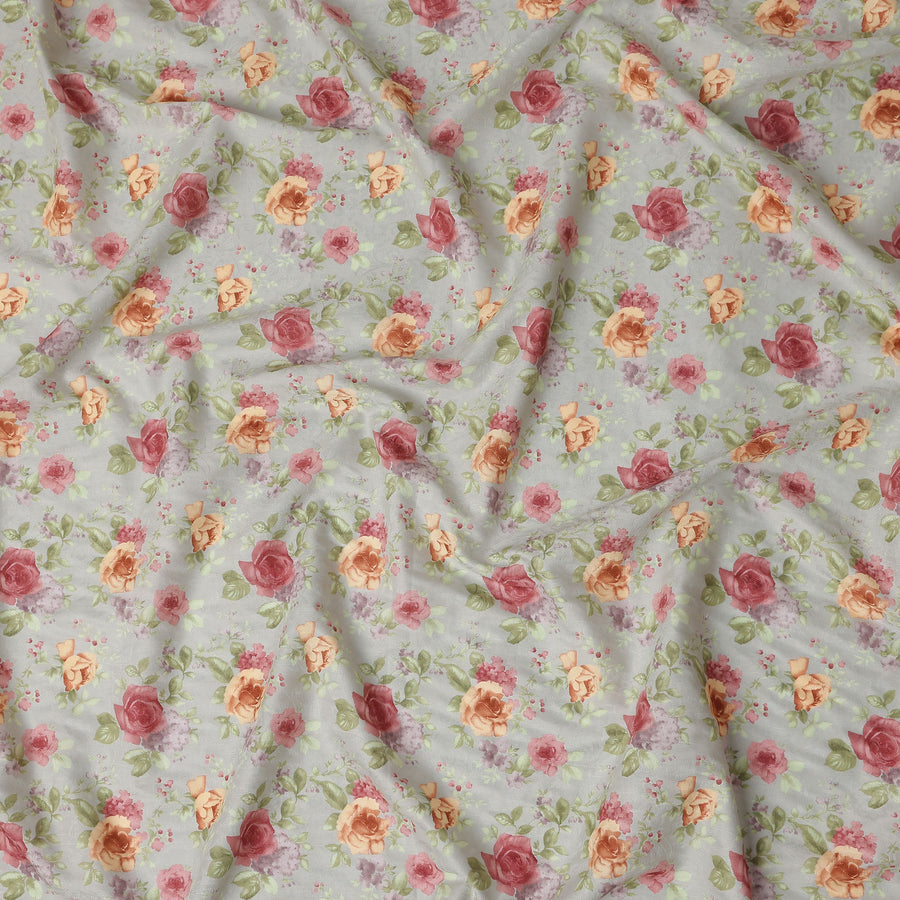 Buy White Bouquet Design Cotton Lawn 110cm