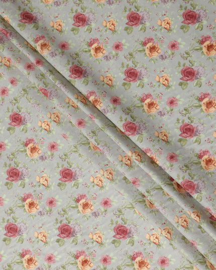 Buy White Bouquet Design Cotton Lawn 110cm