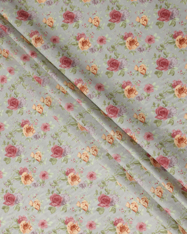 Buy White Bouquet Design Cotton Lawn 110cm