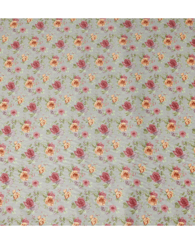 Buy White Bouquet Design Cotton Lawn 110cm