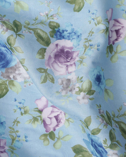 Buy Blue Bouquet Design Cotton Lawn 110cm