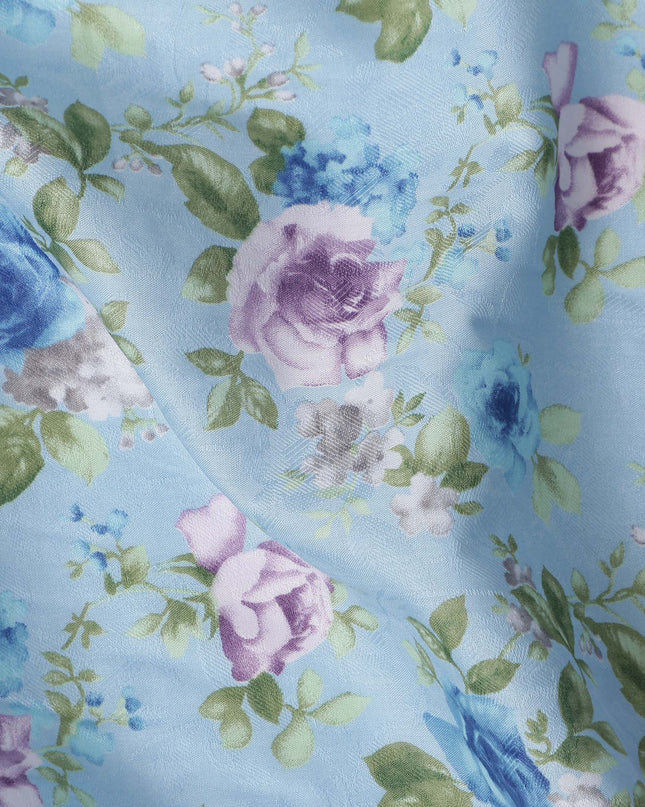 Buy Blue Bouquet Design Cotton Lawn 110cm