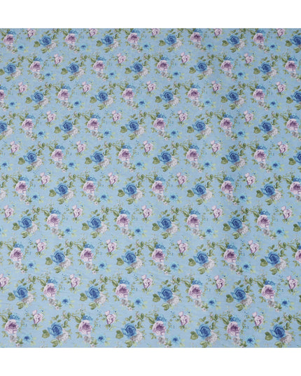 Buy Blue Bouquet Design Cotton Lawn 110cm
