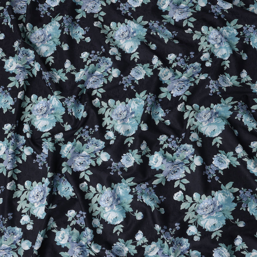 Buy Black Bouquet Design Cotton Lawn 110cm