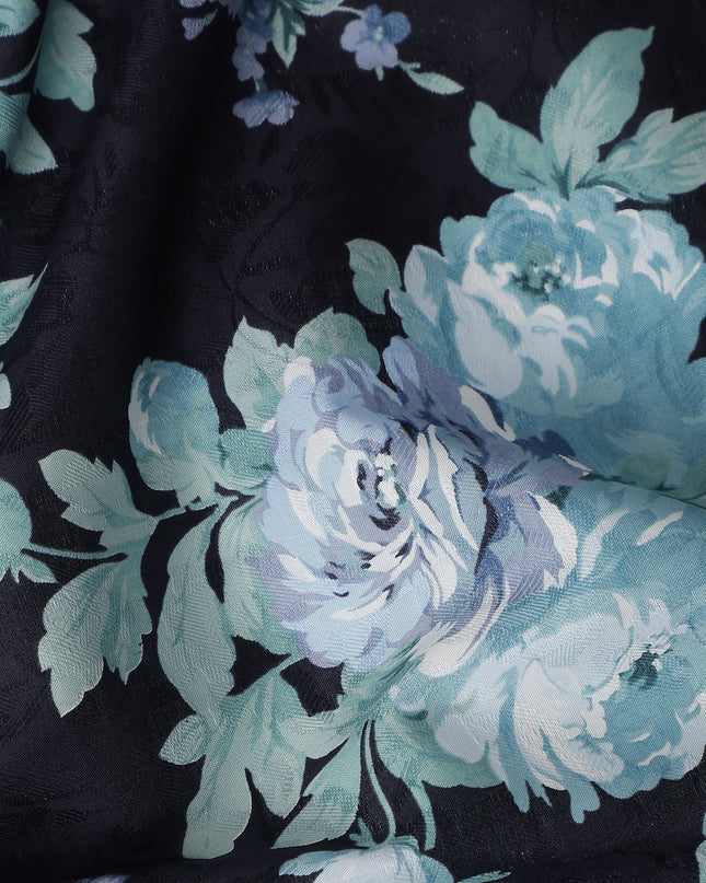 Buy Black Bouquet Design Cotton Lawn 110cm