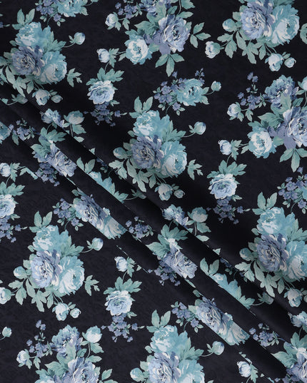 Buy Black Bouquet Design Cotton Lawn 110cm