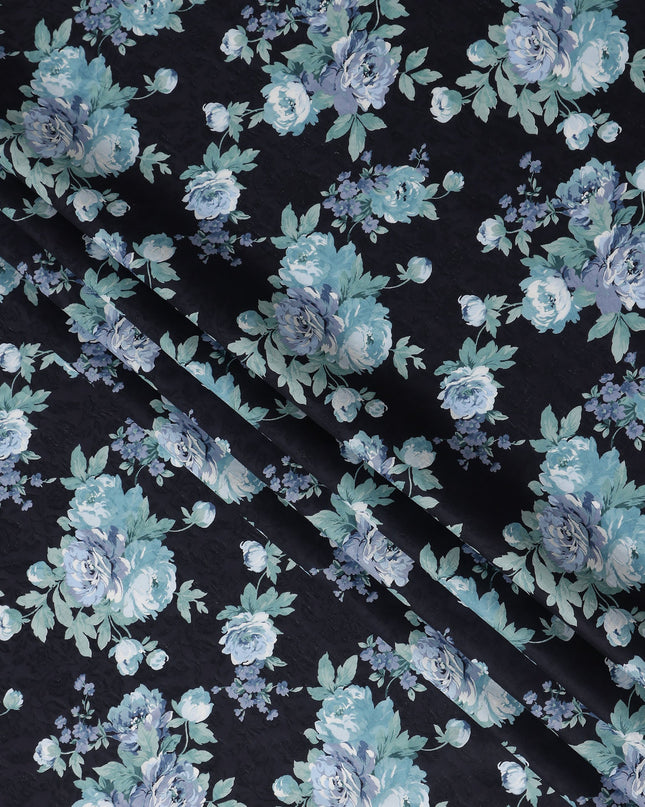 Buy Black Bouquet Design Cotton Lawn 110cm