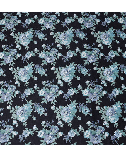 Buy Black Bouquet Design Cotton Lawn 110cm