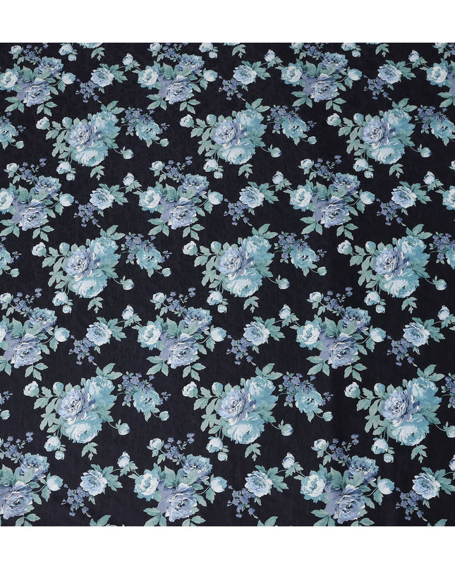 Buy Black Bouquet Design Cotton Lawn 110cm