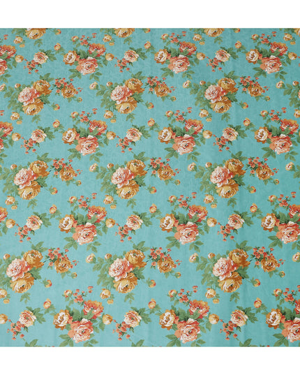Buy Blue Bouquet Design Cotton Lawn 110cm