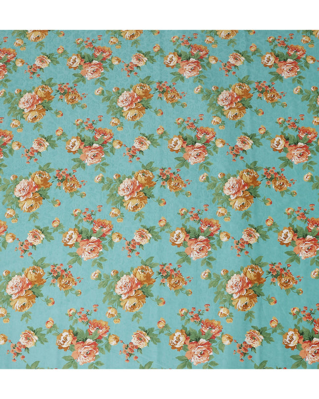 Buy Blue Bouquet Design Cotton Lawn 110cm